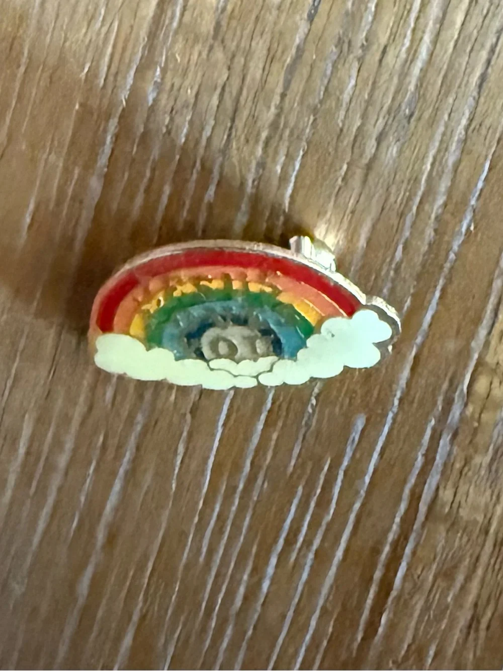 Vintage Jesus Loves You Enamel Rainbow Lapel Brooch Pin